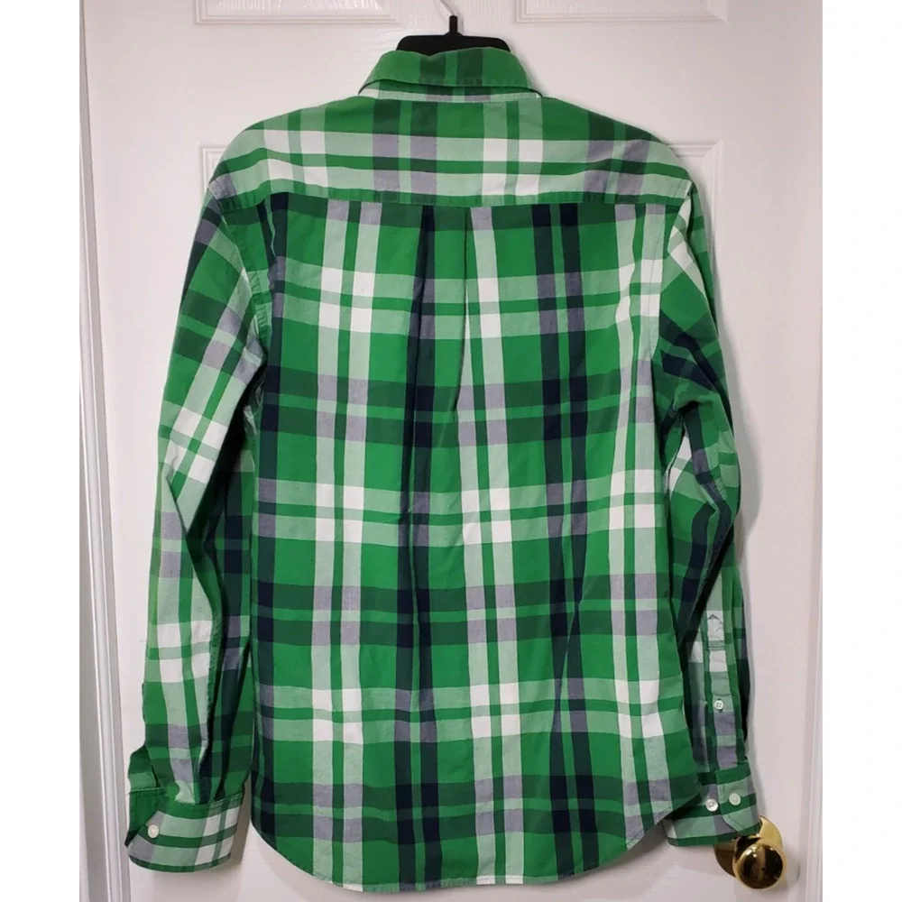 Banana Republic Men’s Medium Green Plaid Button Down Shirt Long Sleeve Cotton